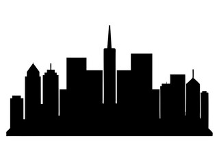 Skyline black silhouette vector, Simple silhouette Design vector icon with white background