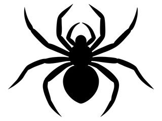 spider black silhouette vector, Simple silhouette Design vector icon with white background