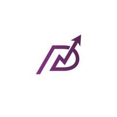 Letter p with arrow chart logo