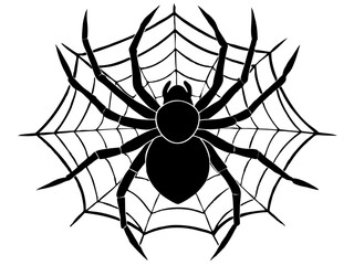 spider black silhouette vector, Simple silhouette Design vector icon with white background