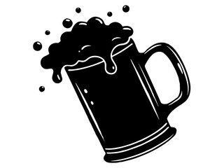 beer mug black silhouette vector, Simple silhouette Design vector icon with white background