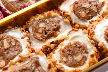 Sweet food Turkish delight, traditional food, assorted locum
