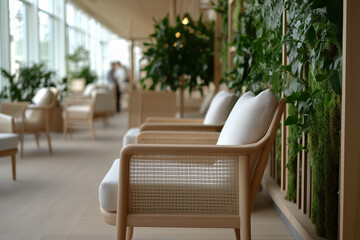 Fototapeta premium Comfortable armchairs inviting relaxation in modern spa lounge
