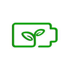 battery icon with plants, green energy, simple flat style, illustration, logo sign symbol pictogram template, for ui or ux isolated on white for mobile app, editable
