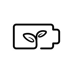 battery icon with plants, green energy, simple flat style, illustration, logo sign symbol pictogram template, for ui or ux isolated on white for mobile app, editable