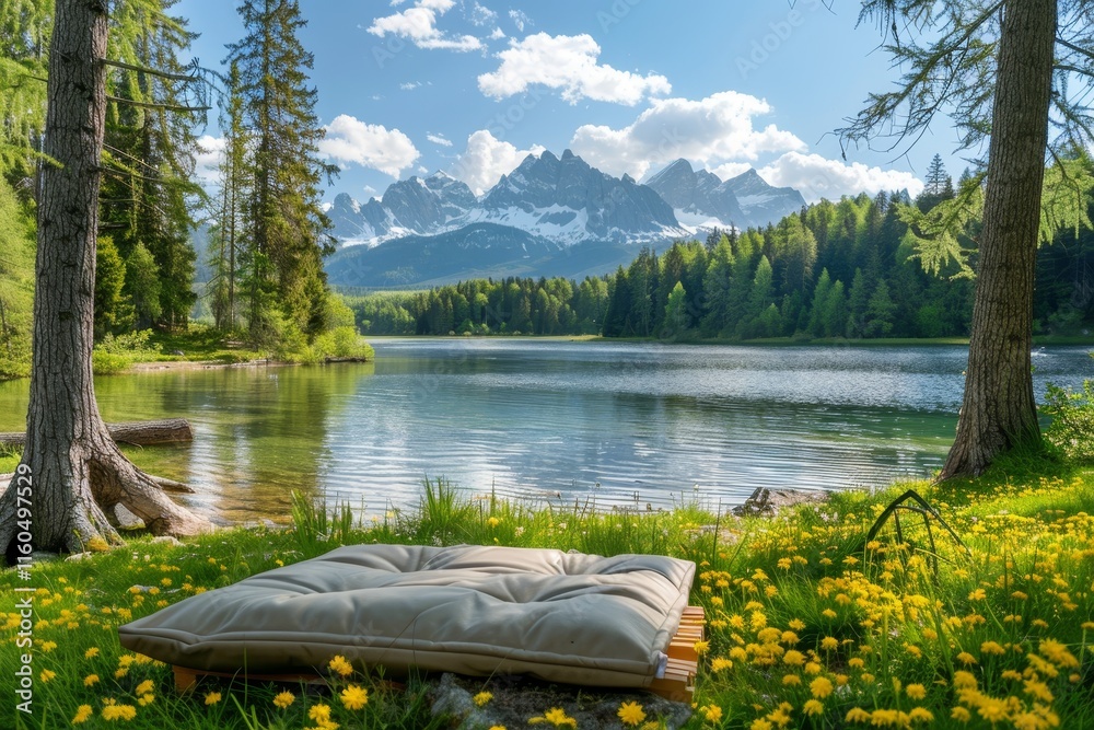 Wall mural Stunning mountain landscape  a serene nature scene perfect for nature lovers to admire