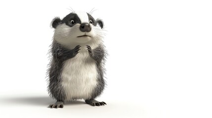 Adorable cartoon badger standing.