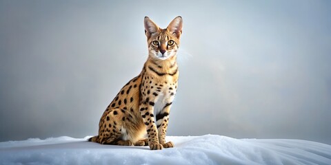 Serval Cat CGI Render, Wide Angle, White Background - Stunning 3D Wildlife Image