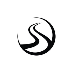 river and road logo design graphic vector 