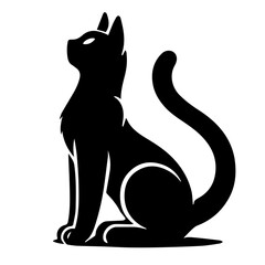 Silhouette of a Sitting Cat in a Simple Black Design