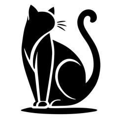 Silhouette of a Sitting Cat in a Simple Black Design