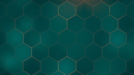 Fototapeta premium Abstract Teal Hexagon Pattern: A sophisticated and elegant background, this image features a seamless pattern of teal hexagons with subtle gold outlines.
