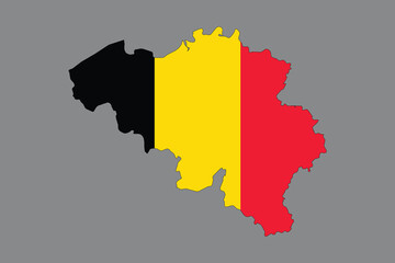 Map of Belgium with the national flag of Belgium, Belgium flag vector graphic, Belgium country flag is a symbol of freedom, National Belgium flag, vector illustration
