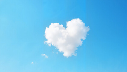 Heart-shaped cloud drifting in blue sky, love in the air