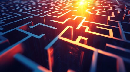 A maze with a sun in the background