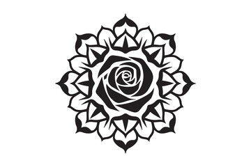 Rose simple mandala design silhouette