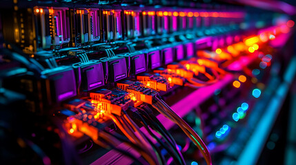 server room with colorful cabels