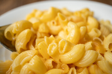 pasta with mac cheese macro shot
