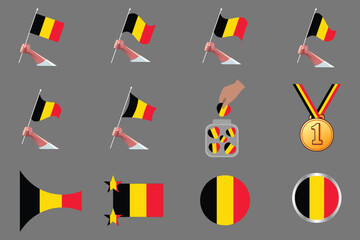 Flag of Belgium Set, Original and simple Belgium flag Bundle, vector illustration of Belgium flag Collection
