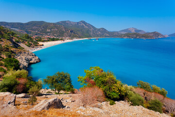Naklejka premium Oludeniz beach aerial panoramic view in Turkey