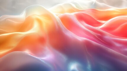 Obraz premium Abstract waves of soft pastel fabric with a holographic effect. Generative AI