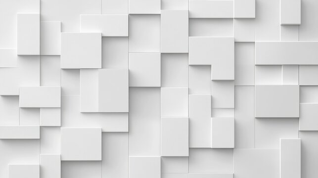 Fototapeta Abstract white 3D cube geometric pattern background.