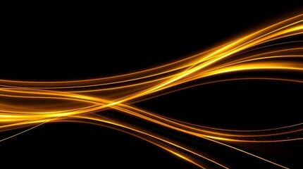 Golden Abstract Waves:  A mesmerizing abstract background with fluid golden lines flowing gracefully on a dark background. The image evokes a sense of movement, energy, and luxury.  