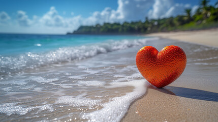 Obraz premium Red Heart Balloon in beach