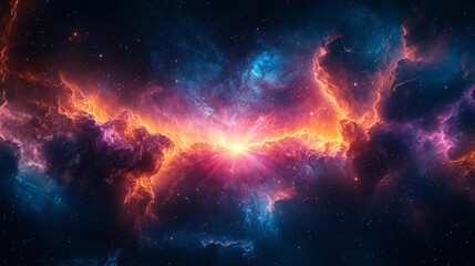 Fototapeta premium Colorful Cosmic Explosion with Radiating Star. Generative AI