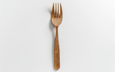 Biodegradable fork mockup isolated on white background. Compostable, eco friendly materials concept, conscious, sustainable, organic, natural, green, renewable, environmentally safe, decomposable