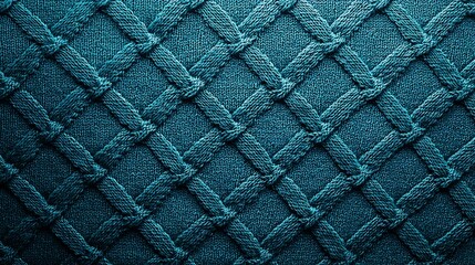 Fototapeta premium A vibrant teal knitted texture with repeating diamond patterns, sharp and detailed.