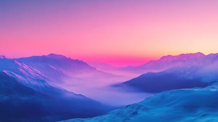 Obraz premium A winter horizon blending seamlessly with a frosty landscape, creating an abstract gradient.