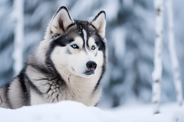Naklejka premium Epic Wilderness Capture: Mesmerizing Eskimo Husky Braving the Arctic Snowstorm in Dynamic Action