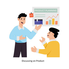 Discussing on Product  concept vector illustration. Product Management isolated On white Background.                      