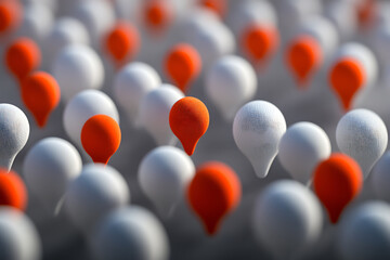 Naklejka premium Unique Design: Orange Dots Among Many White Dots