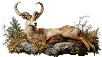 Chamois Ram Hunting Trophy Isolated on transparent background 