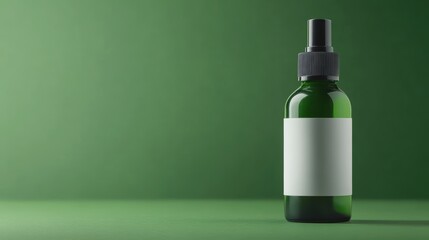 Refreshing green liquid in a clear glass bottle with blank white label for wellness