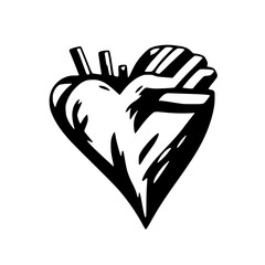 Modern Heart Vector Graphic in Black and White