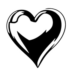 Artistic Heart Black and White Vector Art
