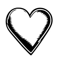Classic Heart Vector Illustration in Black and White