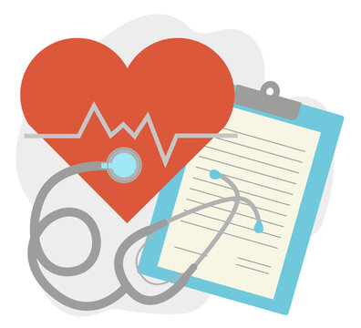 Healthcare. Elements and tools of medicine. Cardiology. Medical equipment. Vector illustration.