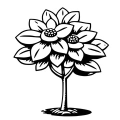 Creative Dogwood Tree Line Art Vector Design