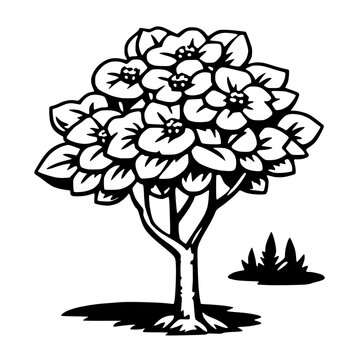 black and white tree with flowers clip art preview