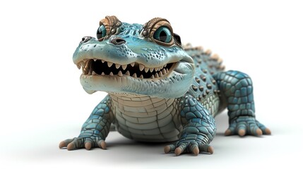 Obraz premium Cute blue cartoon alligator.