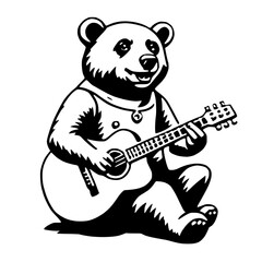 Cartoon Bear Playing Guitar Vector Graphic
