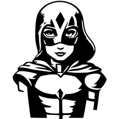 Modern Superhero Emblem Vector in Black and White