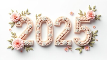 2025 3D Crochet Style with Golden Border: Intricate Embroidery Art on White Template