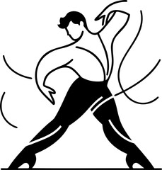 Dynamic Male Dancer Silhouette in Minimalist Modern Vector Design Style