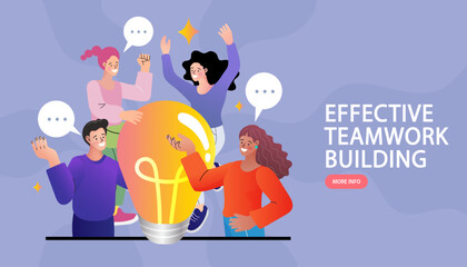 Group of glowing light bulbs, concept of brainstorming, teamwork, and innovative ideas leading to success.