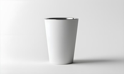 A sleek, minimalist white stainless steel tumbler with a matte finish, presented in a photo-realistic rendering on a white background